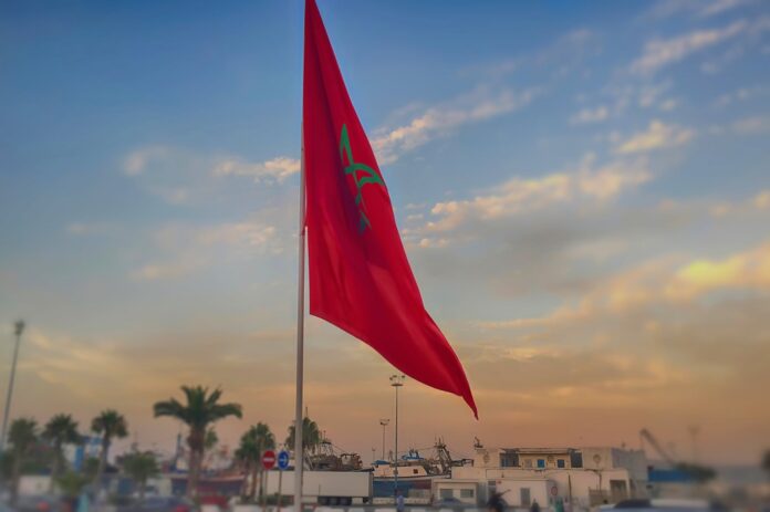 close up photo of the morocco flag